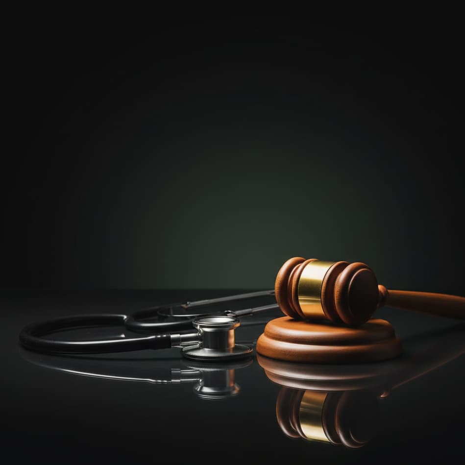 Imagem ilustrativa com temática jurídica e saúde